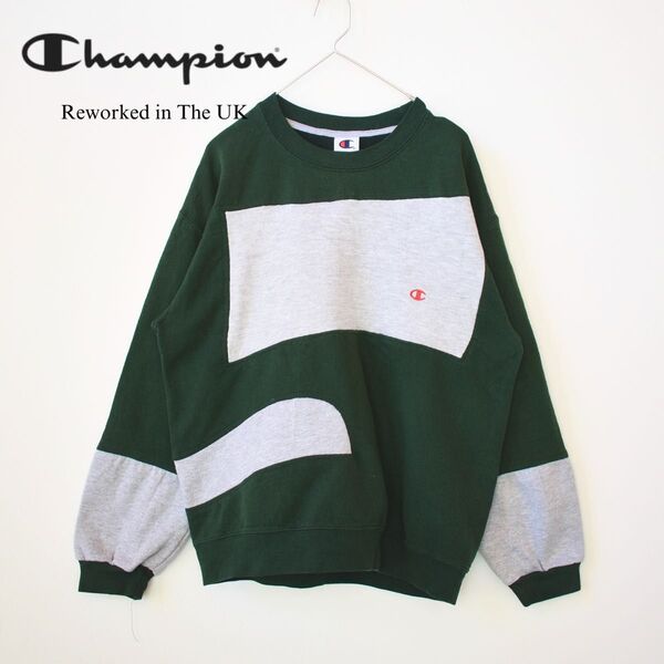 【Champion/チャンピオン】ヴィンテージ再構築スウェット パッチワーク S イギリス製 トレーナー