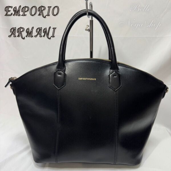 EMPORIO ARMANI エンポリオアルマーニ レザー ハンドバッグ トートバッグ 黒 ブラック