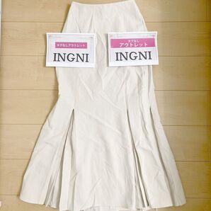 【 週末限定SALE 】 《サブB》 INGNI 未使用の訳ありアウトレット品 マーメイドスカート プリーツ ウスベージュ