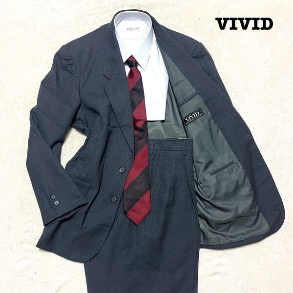 VIVID グレー 無地 Mサイズ 2タック セットアップ スーツ上下