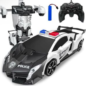 ラジコンカー 車おもちゃ スタントカー 警察車 充電式 リモコン ブラック ラジコン リモコンカー