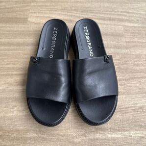 COLEHAAN レザー スライドサンダル ZEROGRAND ゼログランド 厚底レディースサンダル ブラック
