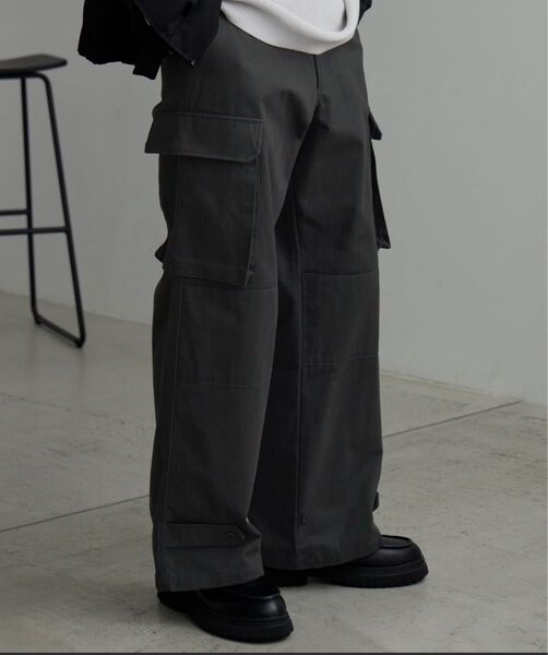 M-47セミワイドストレートミリタリーカーゴパンツ ダークグレー