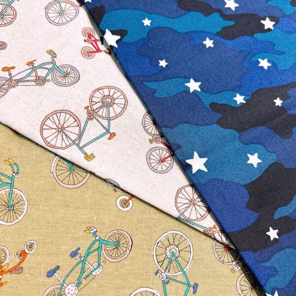 No.2962 自転車柄&星柄☆ハギレセット☆綿生地