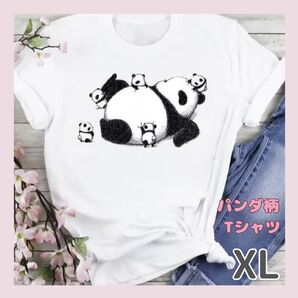 ①レディースTシャツ パンダ 可愛い 韓国 男女兼用 白