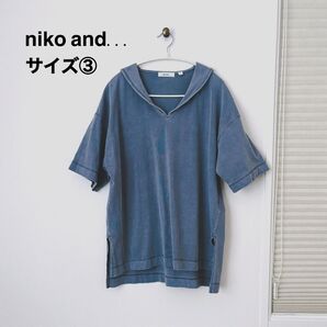 ニコアンド セーラー襟Tシャツ トップス サイズ3 オーバーサイズ 半袖 コットン