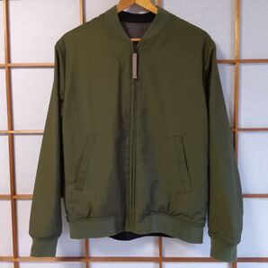 ナノ・ユニバース ジャケット ブルゾン グリーン チェック柄 リバーシブル風 メンズ アウター
