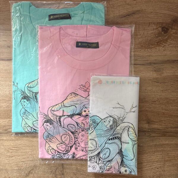24時間テレビ Tシャツ(ピンクM/ミントLL)&バンダナ 嵐☆大野智デザイン