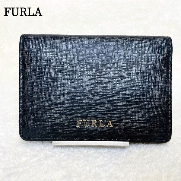 美品 FURLA フルラ 名刺入れ カードケース レザー ブラック 黒