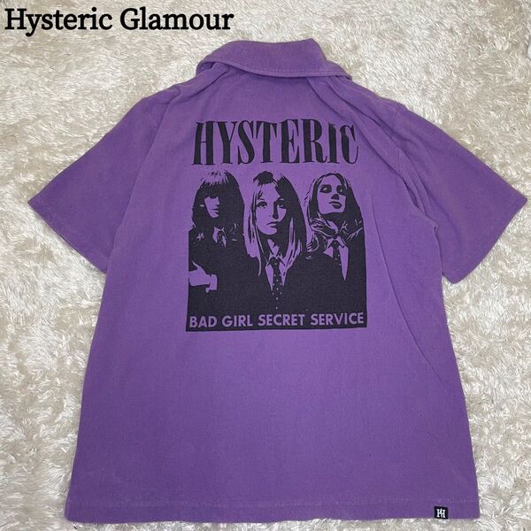 即完売 Hysteric Glamour ヒステリックグラマー 希少カラー ヒスガール M 開襟シャツ ポロシャツ 半袖 ロゴ