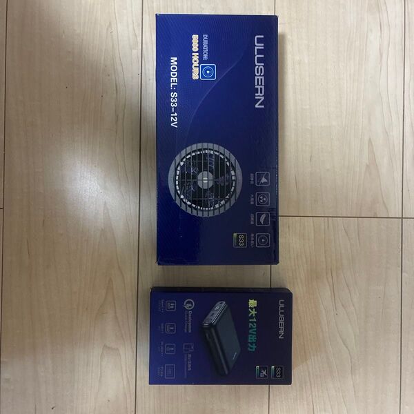 【美品】 ULUSERN 空調服用 ファン2個 モバイルバッテリー 12V 出力 8100mAh model S33-12V