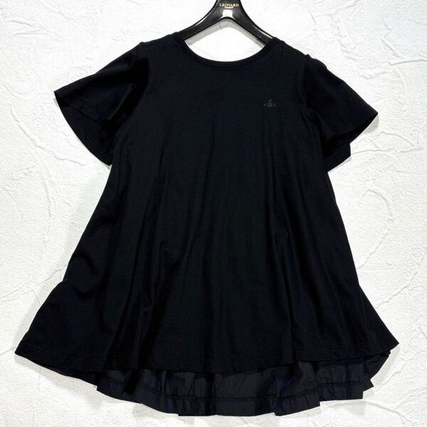 ☆美品☆ヴィヴィアンウエストウッド バックプリーツ カットソー オーブ刺繍 Vivienne Westwood Tシャツ 異素材