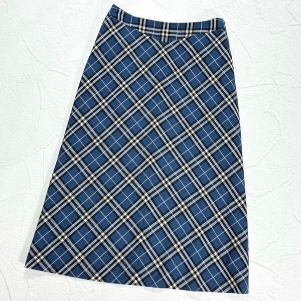 ☆極美品☆バーバリーブルーレーベル ロング スカート ノバチェック 三陽商会 BURBERRY BLUE LABEL ウール混