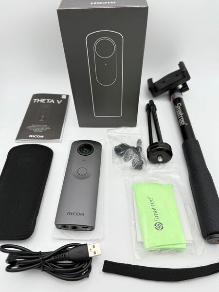 RICOH THETA V Smatree自撮り棒付き リコー シータ 360度カメラ