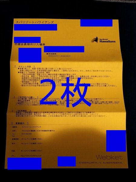 スパリゾートハワイアンズ 入場券 2枚セット