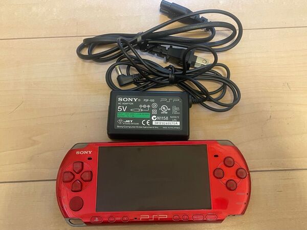 超美品 ほとんど無傷 動作良好 SONY PSP3000 ラディアントレッド 純正充電器セット