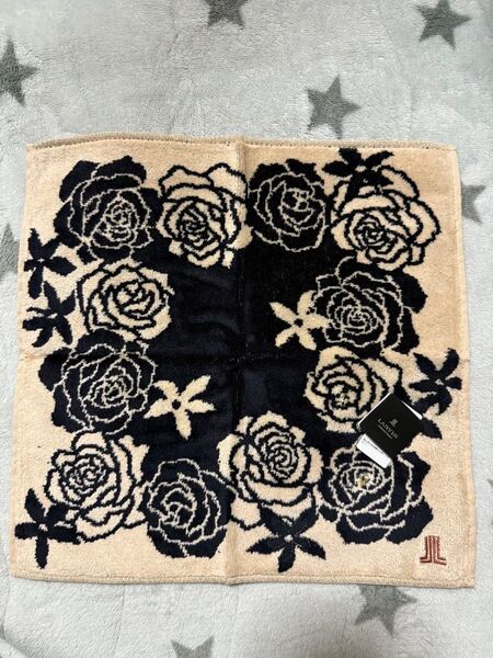 LANVIN ランバン タオルハンカチ バラ柄 ベージュ 未使用