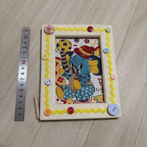 ハンドメイド ゾウの絵 額縁入り