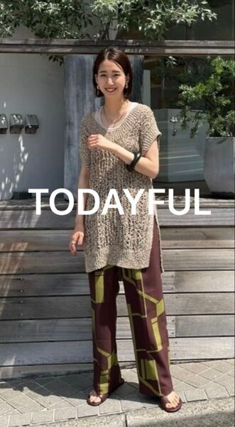 TODAYFUL ジオメトリックリネントラウザース