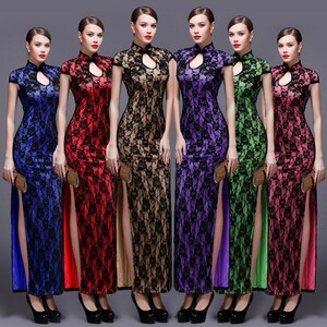 D063 high quality China dress kyaba dress night dress party dress long dress One-piece costume Halloween slit 