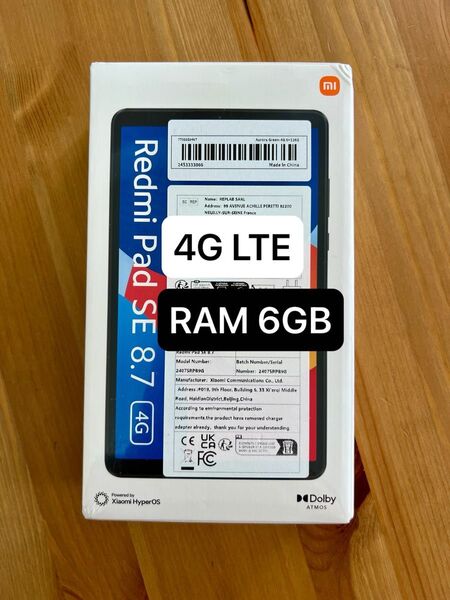 redmi pad se 8.7 ram6gb 4G LTE 【未開封】