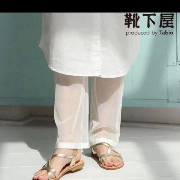 タビオ 靴下屋 シアーレギンス ホワイト チュールパンツ レギンス 縫製チュールパンツレギンス 10分丈