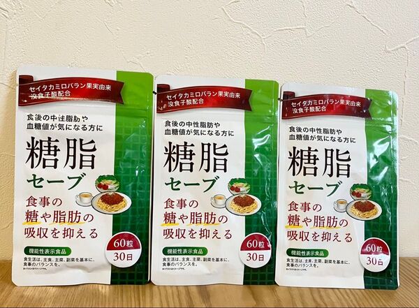 糖脂セーブ 60粒 30日分 3袋 ダイエット 脂質 ターミナリアアベリリカ セイタカミロバラン 由来没食子酸配合 サプリ
