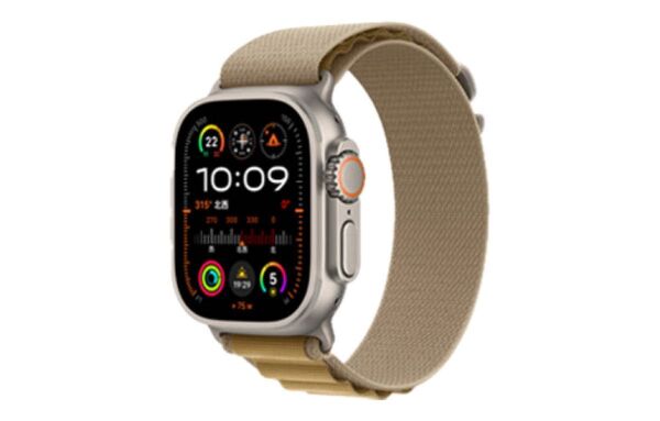 Apple Watch Ultra 2 49mmナチュラルチタニウムケースとタンアルパインループ - L