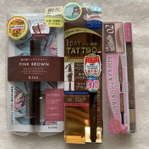新品未使用アイメイク3点セットkiss マスカラ・キャンメイク アイブロウ・K-Palette 1Day Tattooアイブロウ