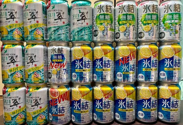 缶チューハイ 24本 氷結 翠ジンソーダ レモン グレープフルーツ 梅 柚子搾り