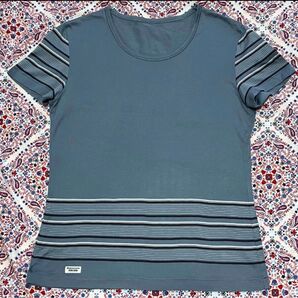 半袖 ボーダーTシャツ ブルーグレーマドモアゼルノンノン Mademoiselle NON NON
