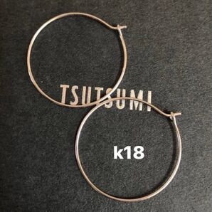 ジュエリーツツミ k18 ピアス ホワイトゴールド フープピアス