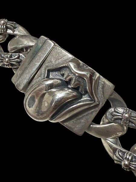 シルバー ヴィンテージ リップ 舌出しモチーフ アクセサリー ブレスレット メンズ アンティーク 21cmm