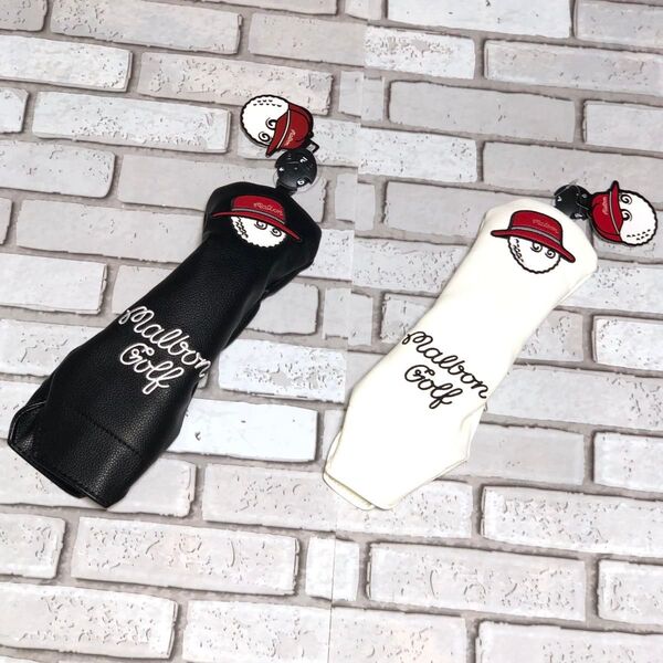 マルボン ゴルフ ヘッドカバー UT用 ユーティリティ Malbon 黒白 2個