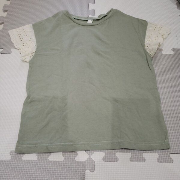 キッズ 120 Tシャツ 半袖 綿100% アプレレクール カーキ 女の子 春夏