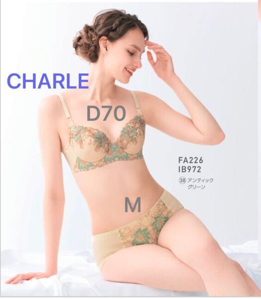 シャルレ*パレッティ*ブラ&ヒップハングショーツ*FA226*D70*IB972*M*アンティックグリーン