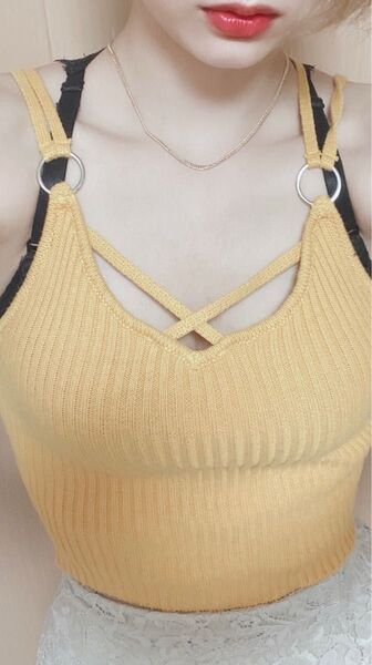 リップサービス LIP SERVICE バック編み上げ リブニットキャミソール
