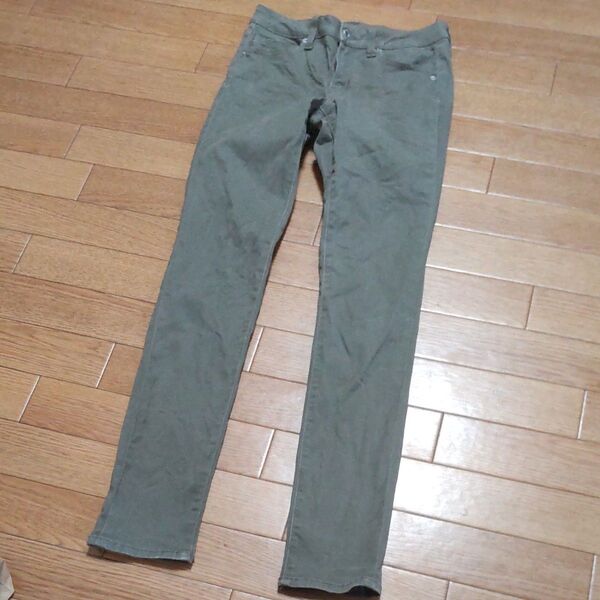 gu ハイウエストスキニー パンツ カーキ 61サイズ