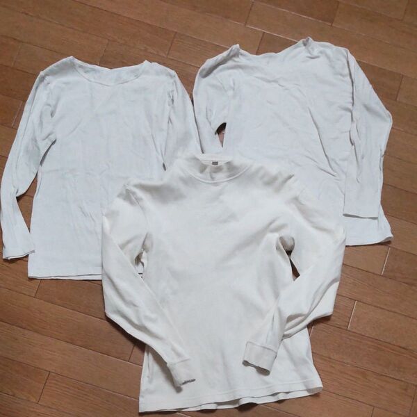 UNIQLO ユニクロ しまむら ホワイト 長袖Tシャツsサイズ3枚セット