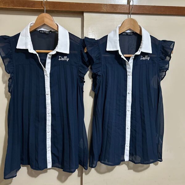 ⑭Dolly ノースリーブブラウス 2着セット ネイビー 女の子 150cm 160cm