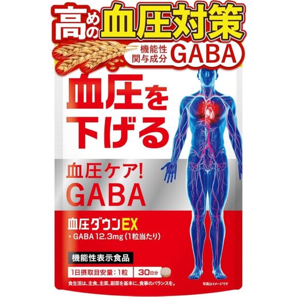 血圧下げるサプリ GABA 機能性表示食品 国内GMP製造 30粒 30日分 GABA サラシア ヒハツ 田七人参 新日本ヘルス