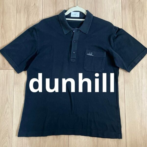 dunhill SPORT ゴルフ 半袖 ポロシャツ 黒 ロゴメンズ M L