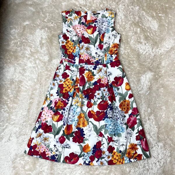 【超美品】COTOO コトゥー ワンピース ノースリーブ 花柄 総柄 Aライン ひざ丈