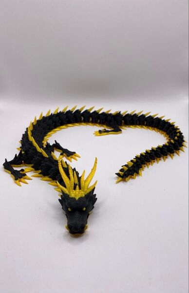 3Dプリンター製 ドラゴンフィギュア 黒金 全長約42cm