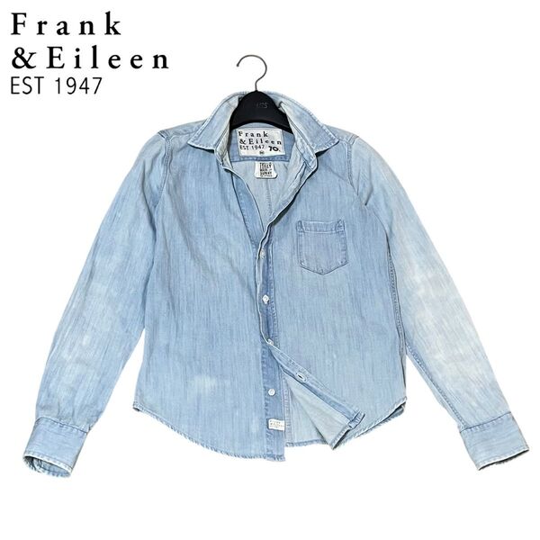 希少品 Frank&Eileen フランクアンドアリーン 70s スキッパーシャツ デニムシャツ ウォッシュ加工 ダメージ加工