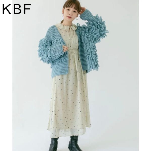 新品 KBF ケービーエフ アーバンリサーチ ドット × フラワー 前後2way シフォンワンピース ロングワンピース