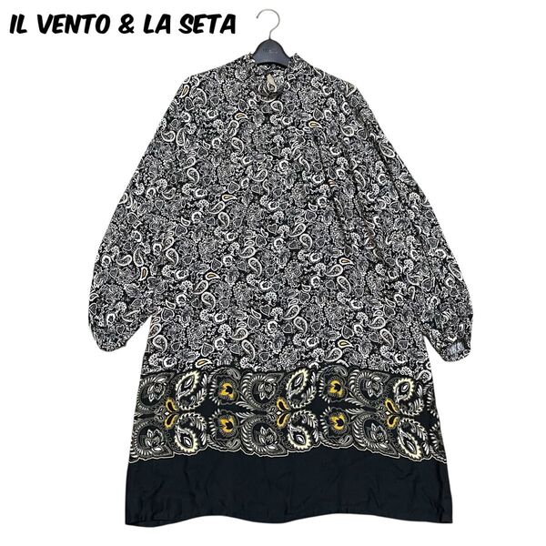 美品 IL VENTO & LA SETA イルヴェントアンドラセータ イタリア製 ペイズリー柄 総柄 ワンピース オーバーサイズ