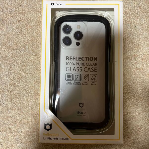 iPhone 15 Pro Max iFace Reflection 強化ガラスクリア スマホケース (ブラック)