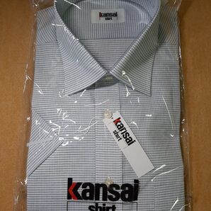 新品 未使用品 半袖シャツ Lサイズ kansai shrt 形態安定加工 チェック柄 Yシャツ ワイシャツ