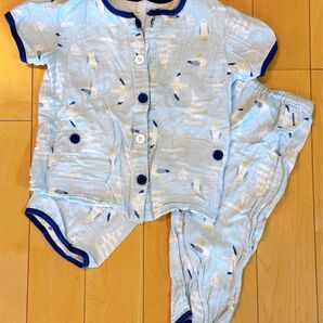 コンビミニ 半袖前開きガーゼパジャマ (かもめヨット) 男の子 120センチ | パジャマ キッズ 子供 ダブルガーゼ